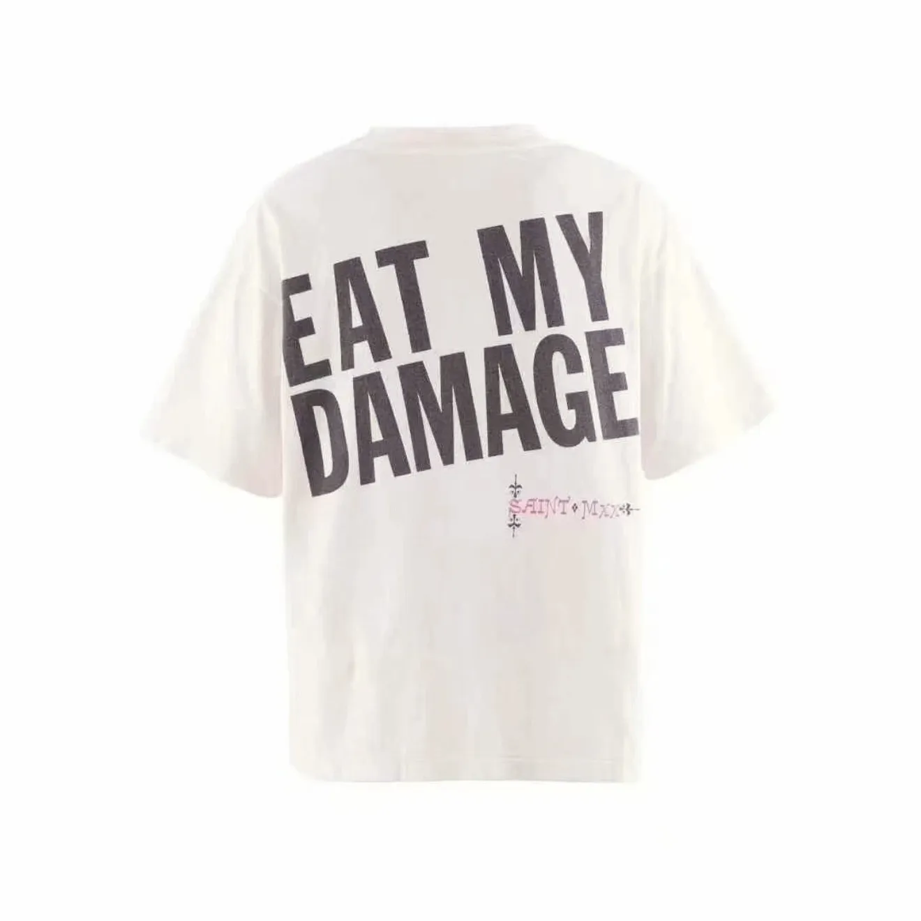 ❥8032#P116 Saint Mxxxxxx short-sleeved T-shirt, made of soft cotton fabric, comfortable and breathable. "SAINT FTM" is printed on the front. It has a full street feel and a loose fit. It is suitable for daily casual or street wear. Size: (S-M-L-XL) Color: Beige